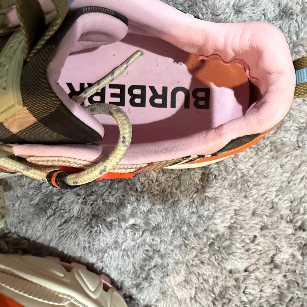 Burberry Pink & Orange Leather Platform Trainer - Picture 9 of 10